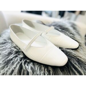 BY FAR Molly Maxi Croco Embossed ballet Leather Flat white 39